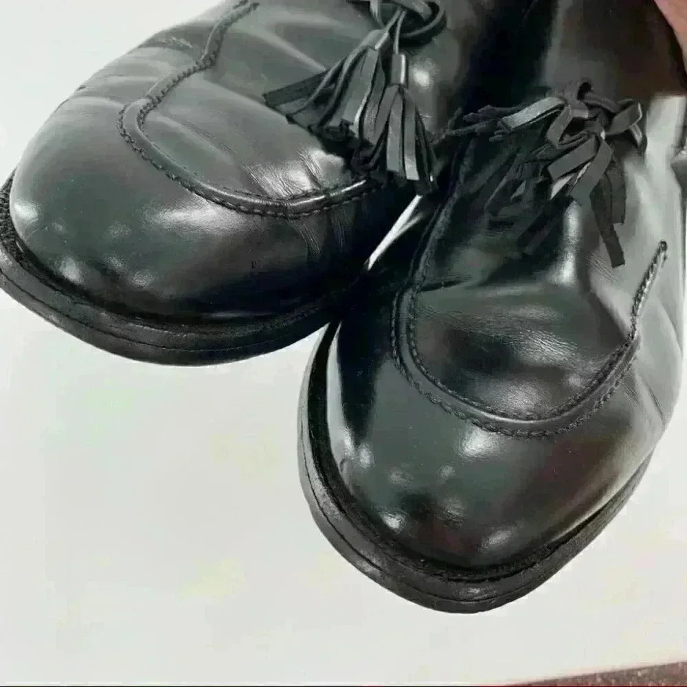 Allen Edmonds Ethan size 9.5 black leather vintage 90s slip on tassel loafers